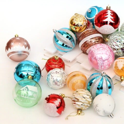 24pcs 6cm Christmas Ornaments – Assorted PVC Holiday Balls